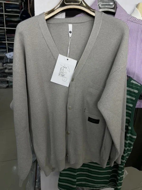 Grey V-Neck Cardigan