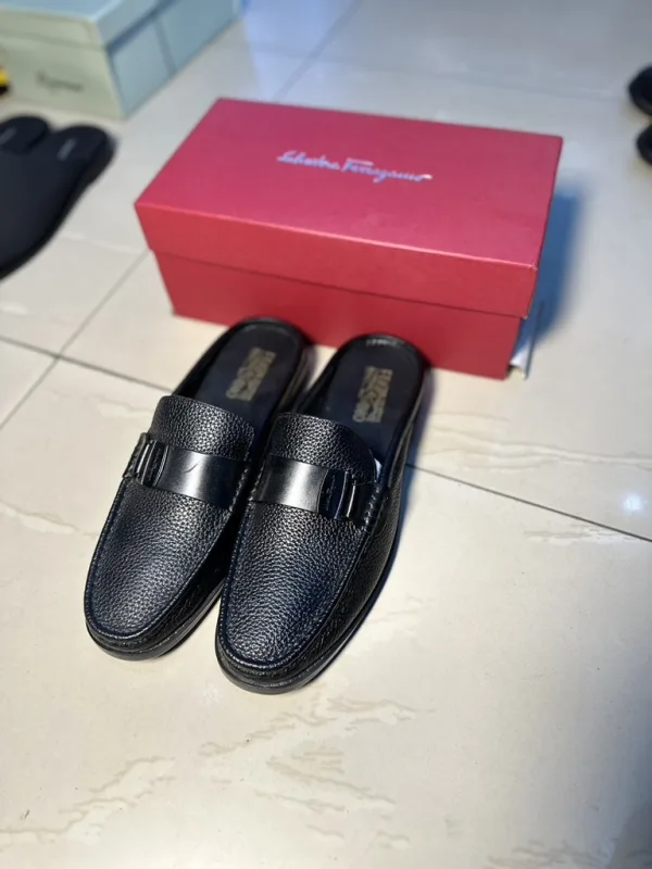 Black Textured Strap Mules — alternate view
