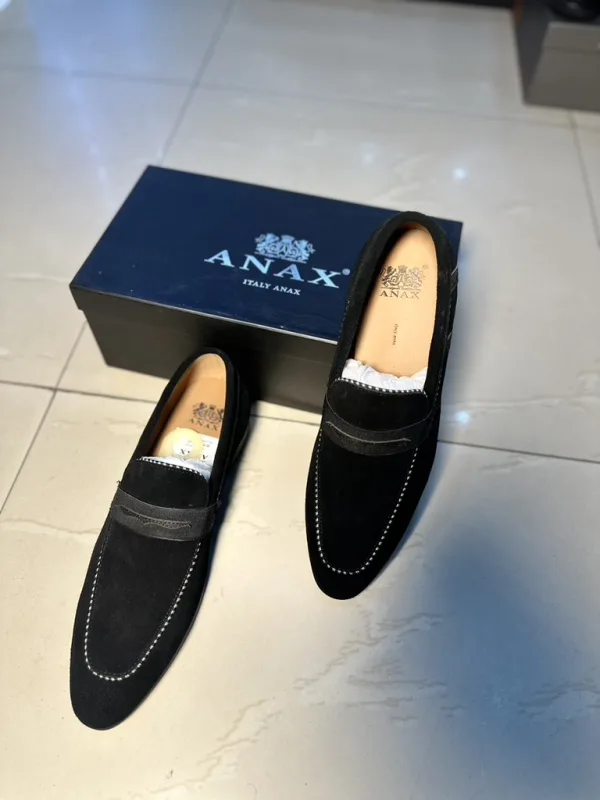 Black Contrast-Stitch Loafers