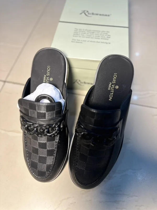 Black Check Slip-On Mules — thumbnail 3