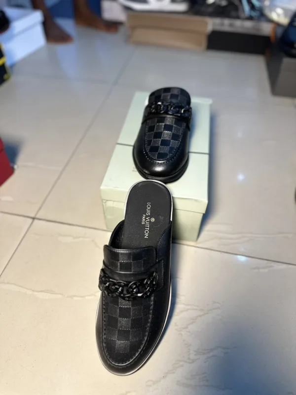 Black Check Slip-On Mules — alternate view